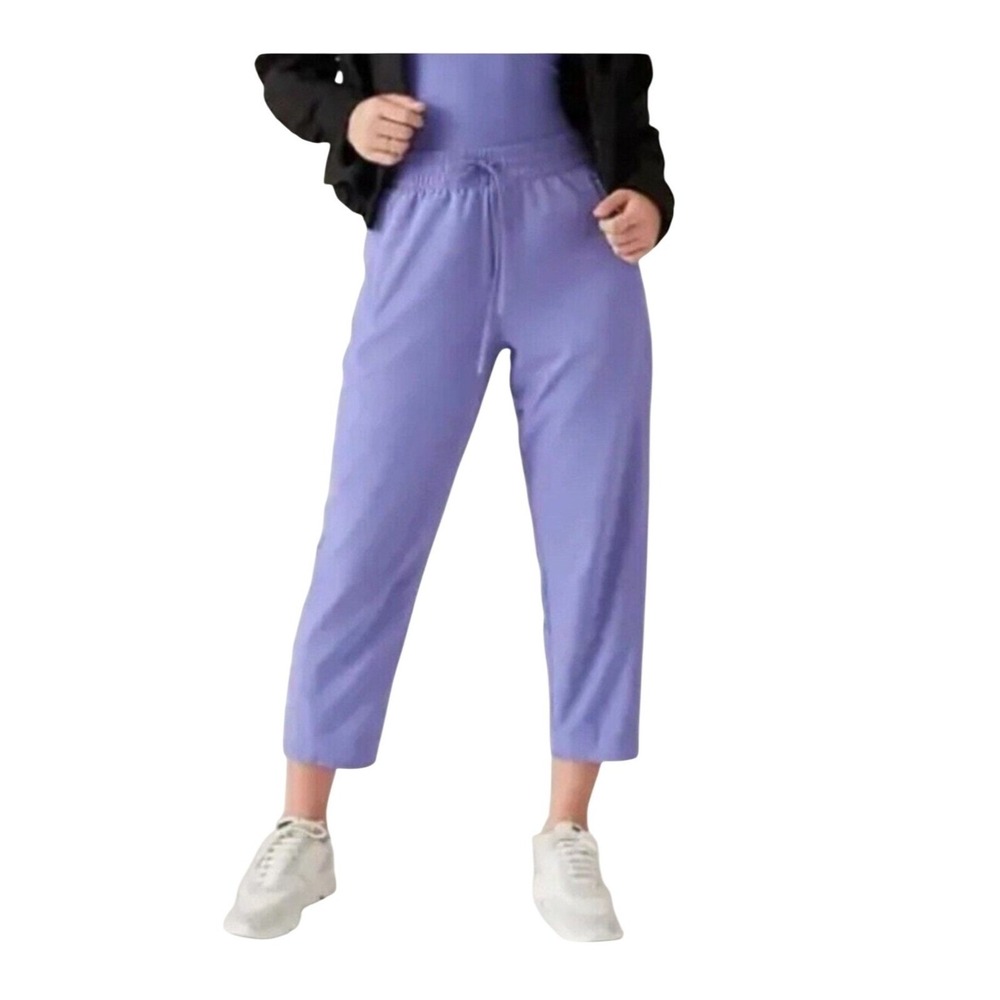 Athleta Arrival Straight Cropped Pants Waist Lavender Purple Casual Size 4‎ NWOT